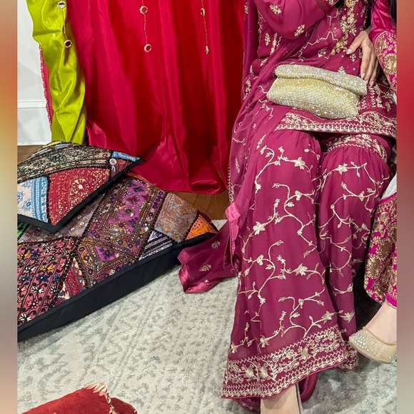 String N Thread Magenta Sharara Size M embroidery and sequins . Worn once - Picture 4 of 4